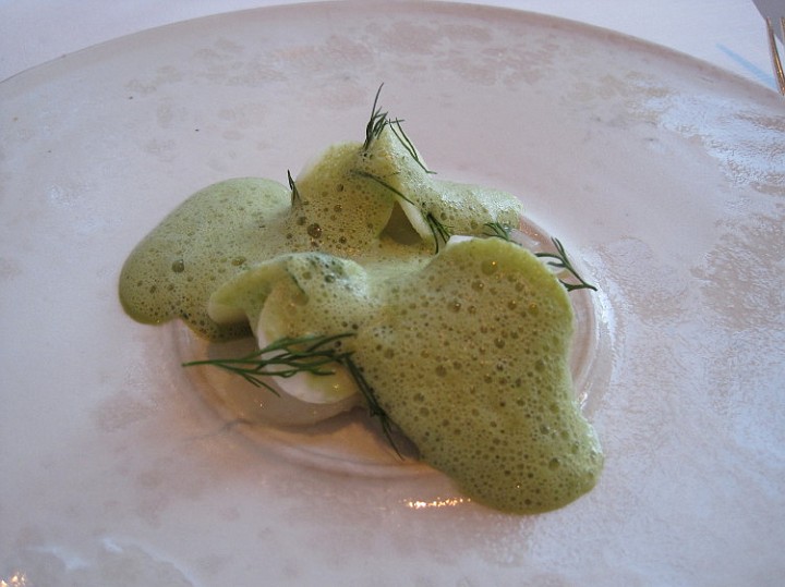 louise_13.JPG - PICKLED SCALLOPS WITH CELERY AND GRILLED CUCUMBER AND A FOAM OF SOME SORT